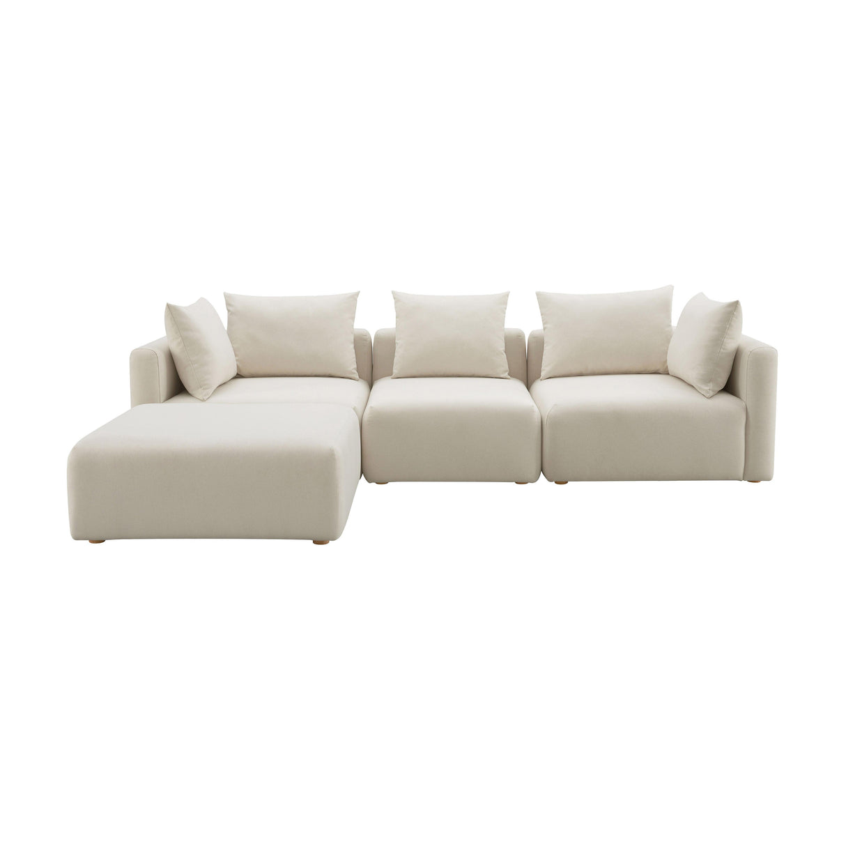 TOV Hangover Cream Performance Linen 4-Piece Modular Sectional