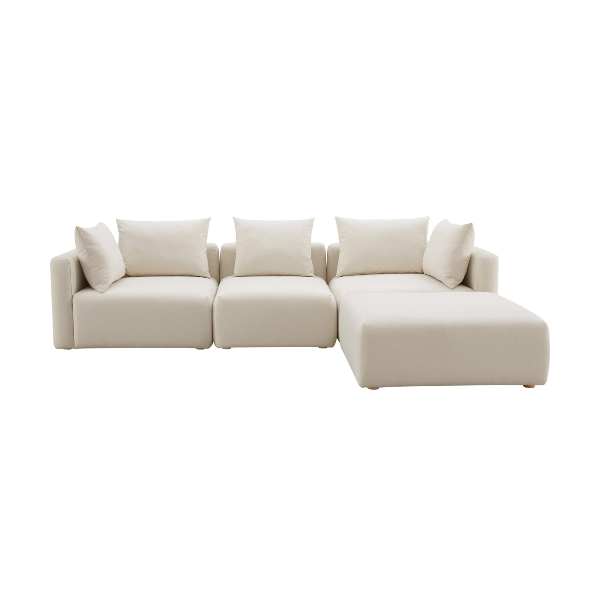 TOV Hangover Cream Performance Linen 4-Piece Modular Sectional