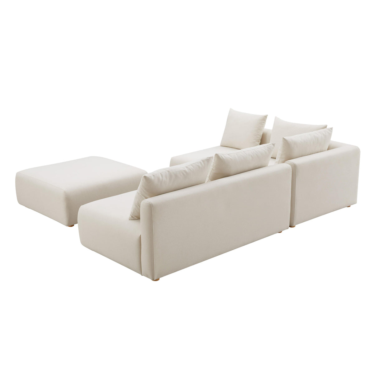 TOV Hangover Cream Performance Linen 4-Piece Modular Chaise Sectional