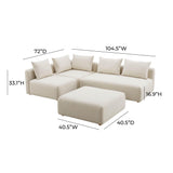 TOV Hangover Cream Performance Linen 4-Piece Modular Chaise Sectional