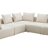 TOV Hangover Cream Performance Linen 5-Piece Modular L-Sectional
