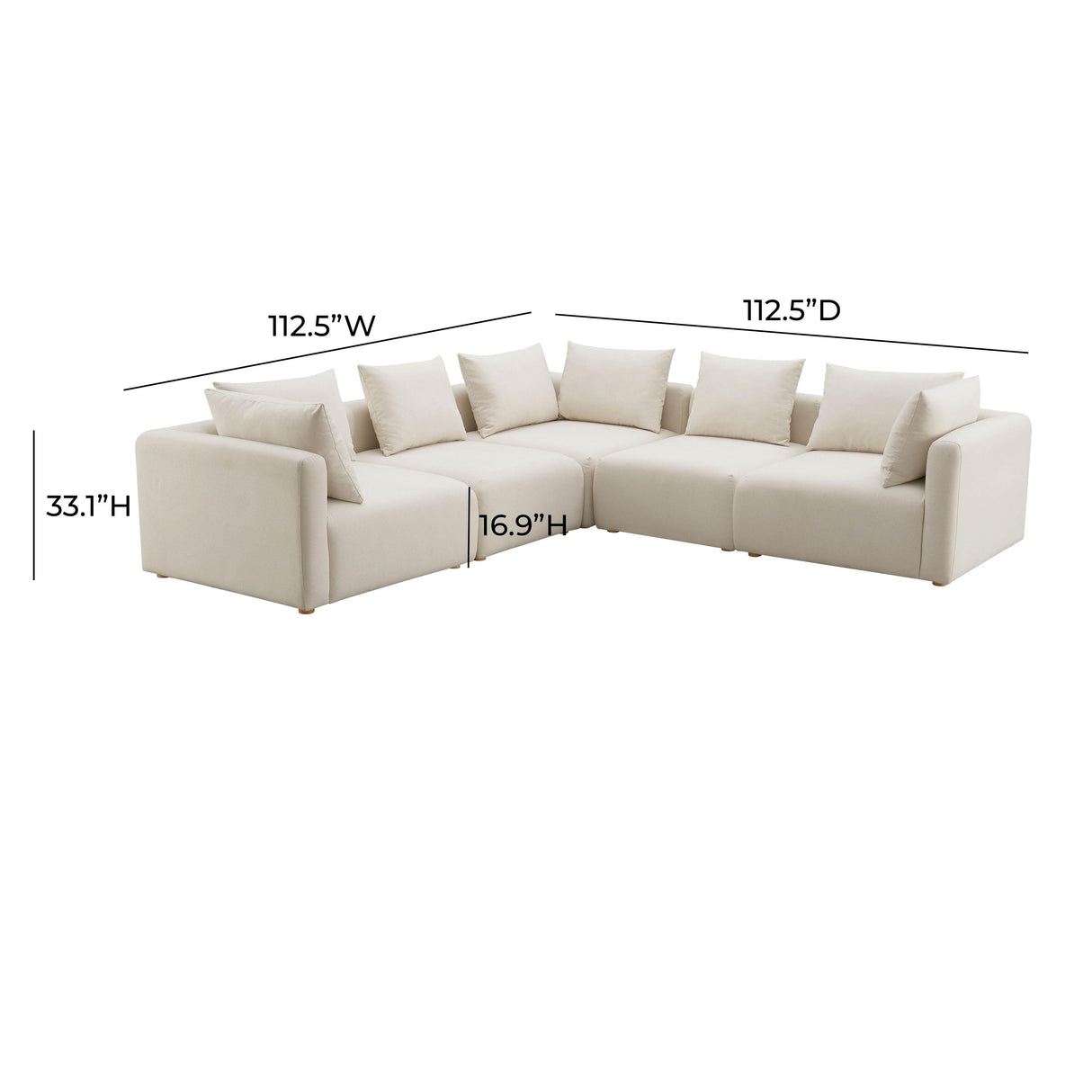TOV Hangover Cream Performance Linen 5-Piece Modular L-Sectional