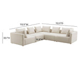 TOV Hangover Cream Performance Linen 5-Piece Modular L-Sectional