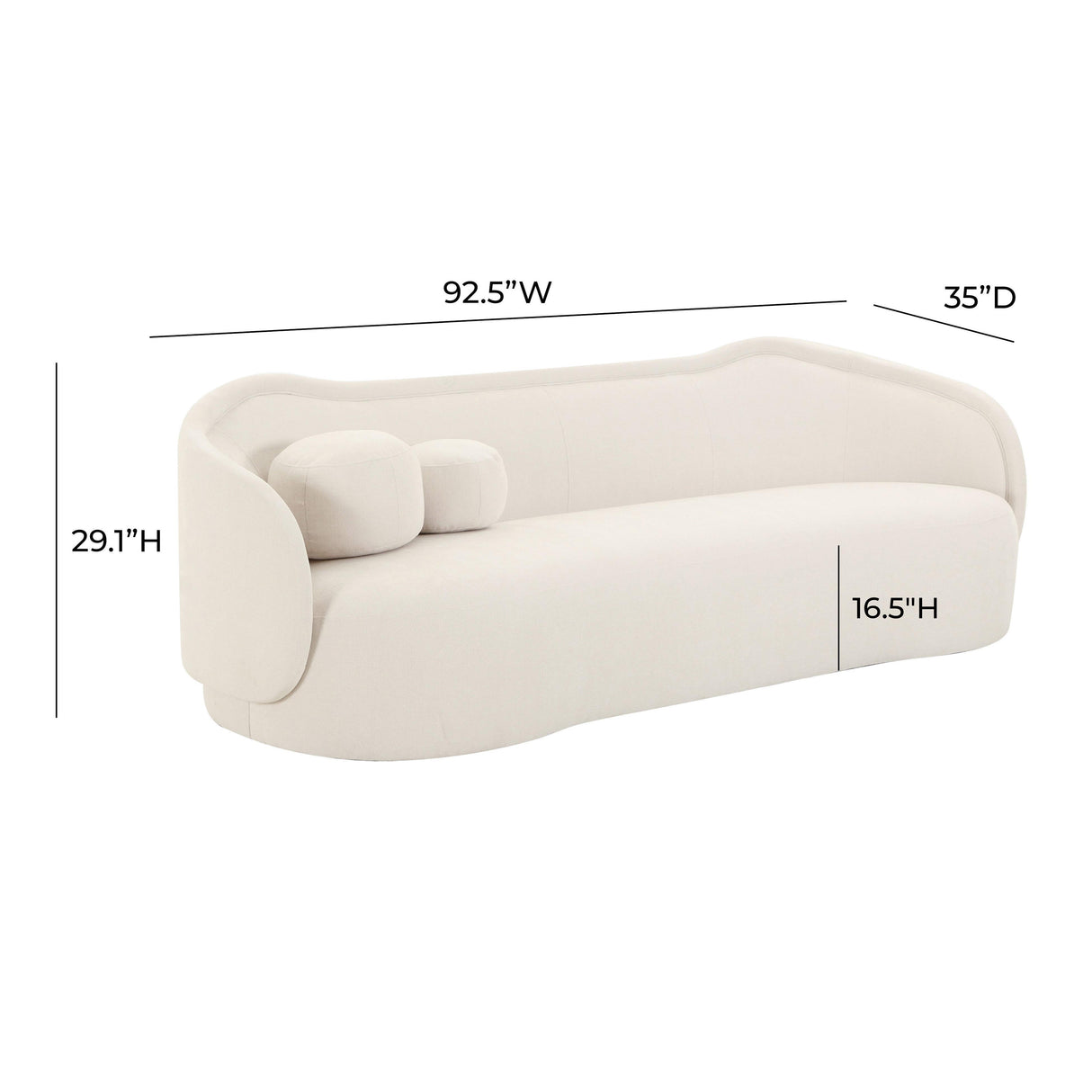 TOV Circe Cream Textured Velvet Sofa
