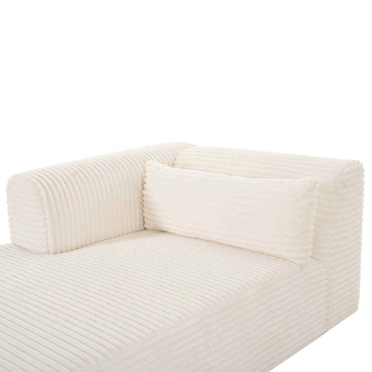 TOV Tarra Fluffy Oversized Cream Corduroy Modular LAF Chaise