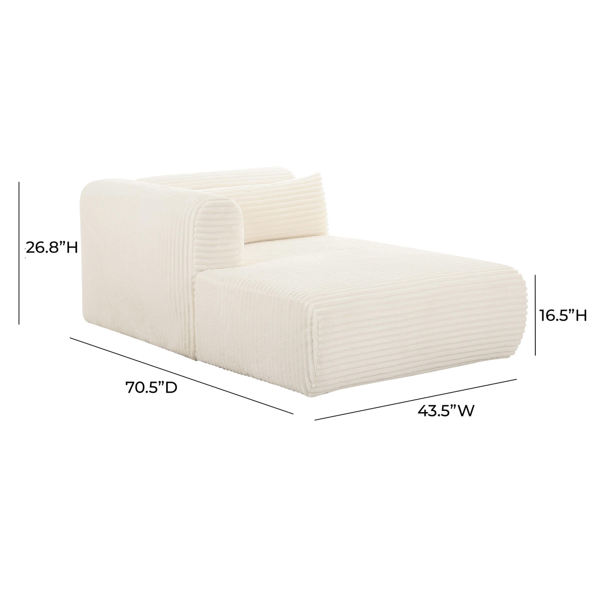 TOV Tarra Fluffy Oversized Cream Corduroy Modular LAF Chaise