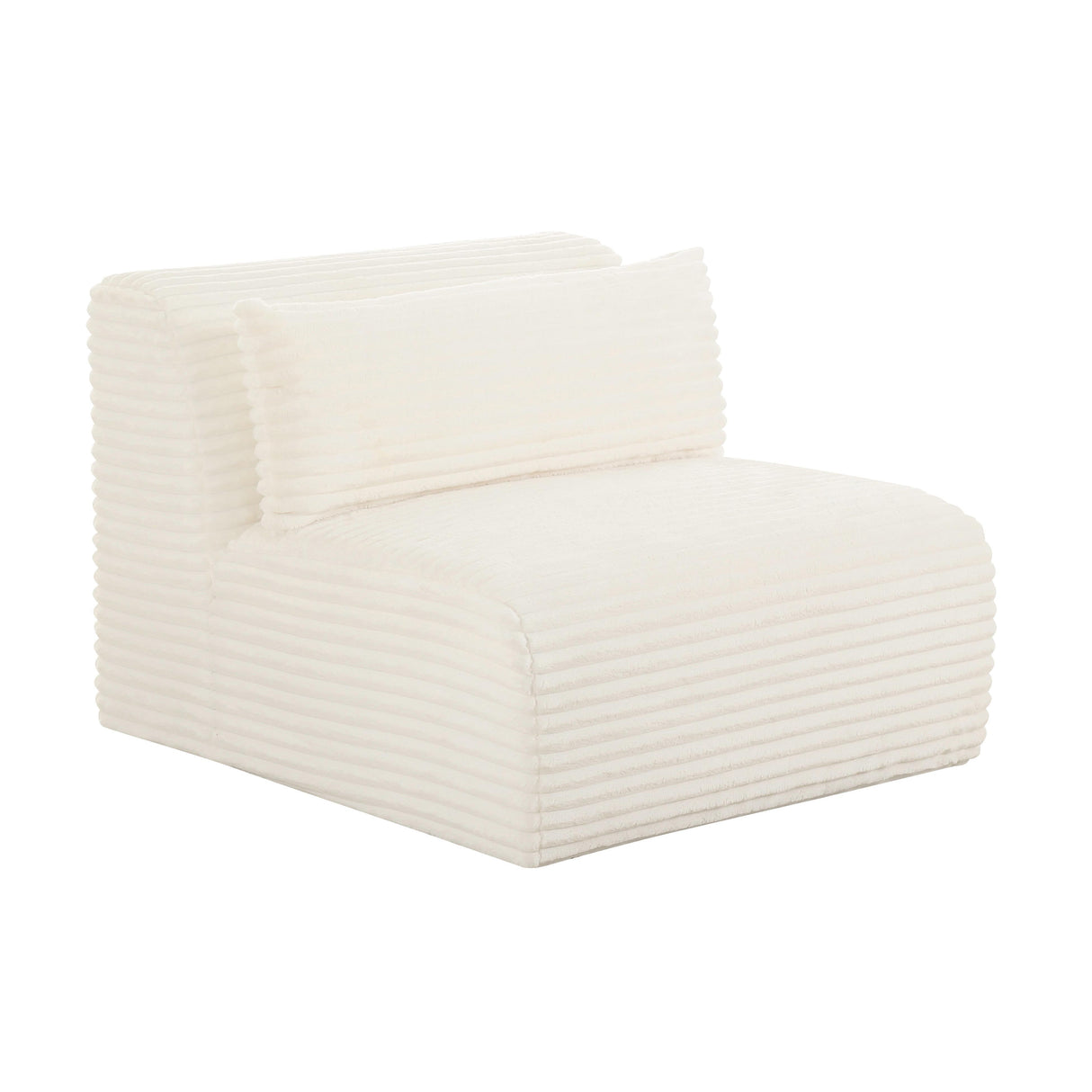 TOV Tarra Fluffy Oversized Cream Corduroy Modular Armless Chair