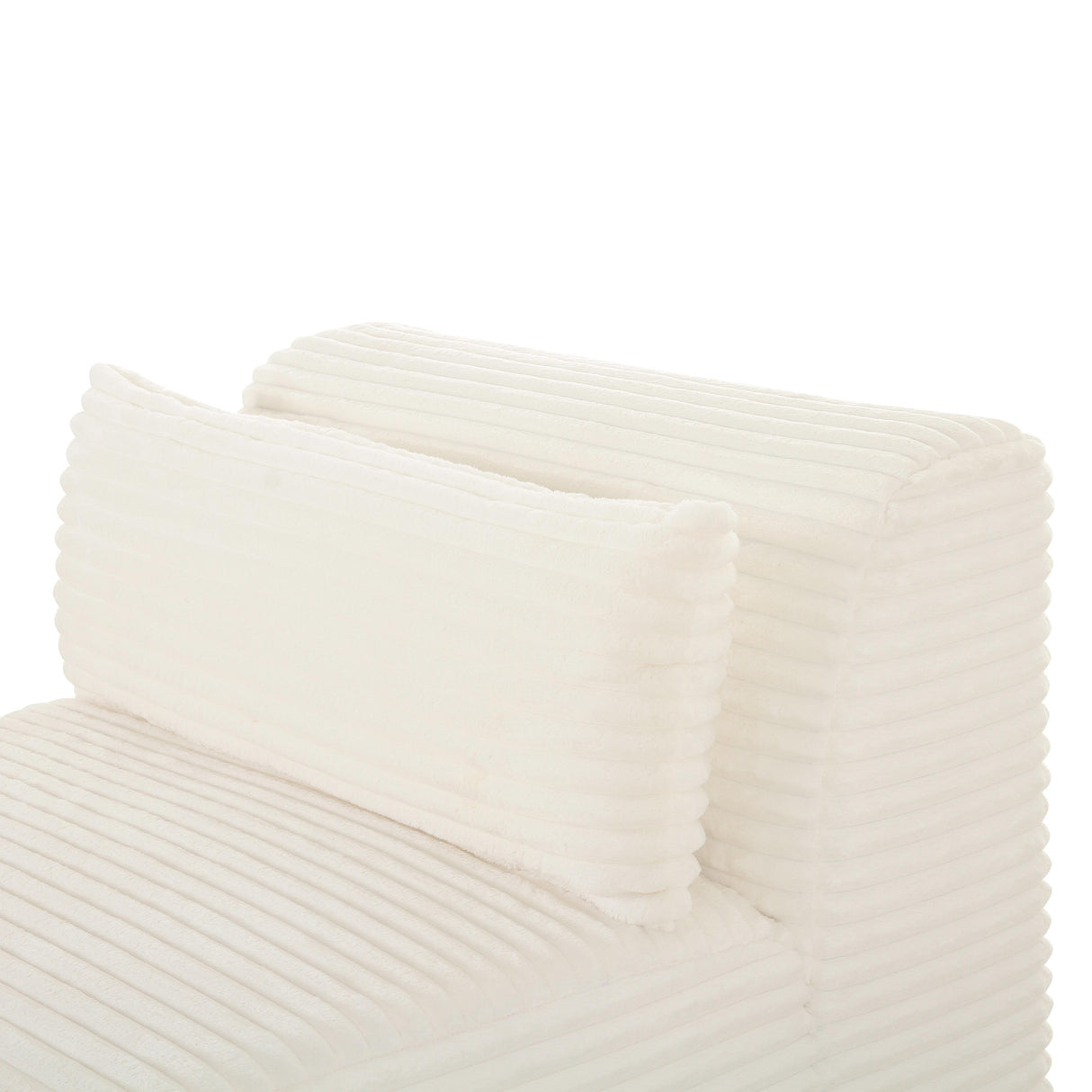 TOV Tarra Fluffy Oversized Cream Corduroy Modular Armless Chair