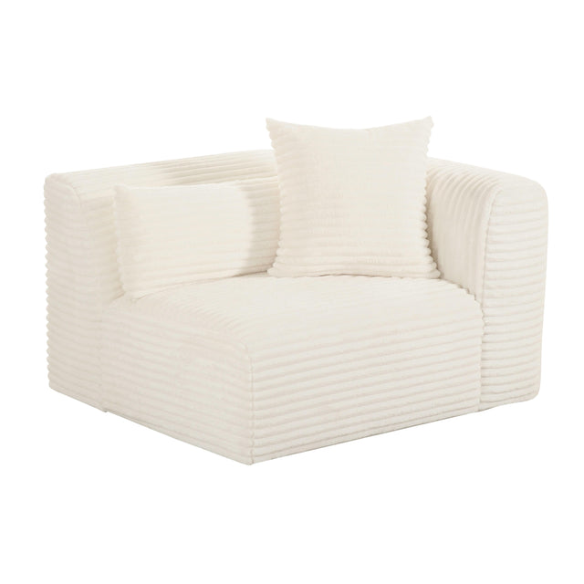 TOV Tarra Fluffy Oversized Cream Corduroy Modular RAF Corner Chair