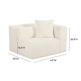 TOV Tarra Fluffy Oversized Cream Corduroy Modular RAF Corner Chair
