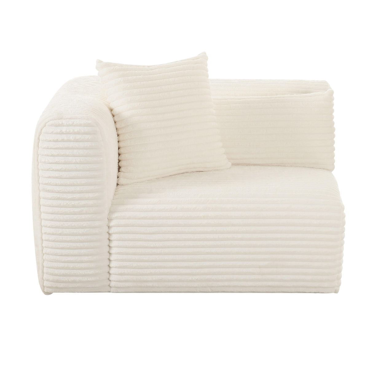 TOV Tarra Fluffy Oversized Cream Corduroy Modular LAF Corner Chair