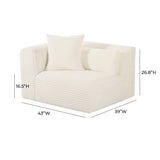 TOV Tarra Fluffy Oversized Cream Corduroy Modular LAF Corner Chair