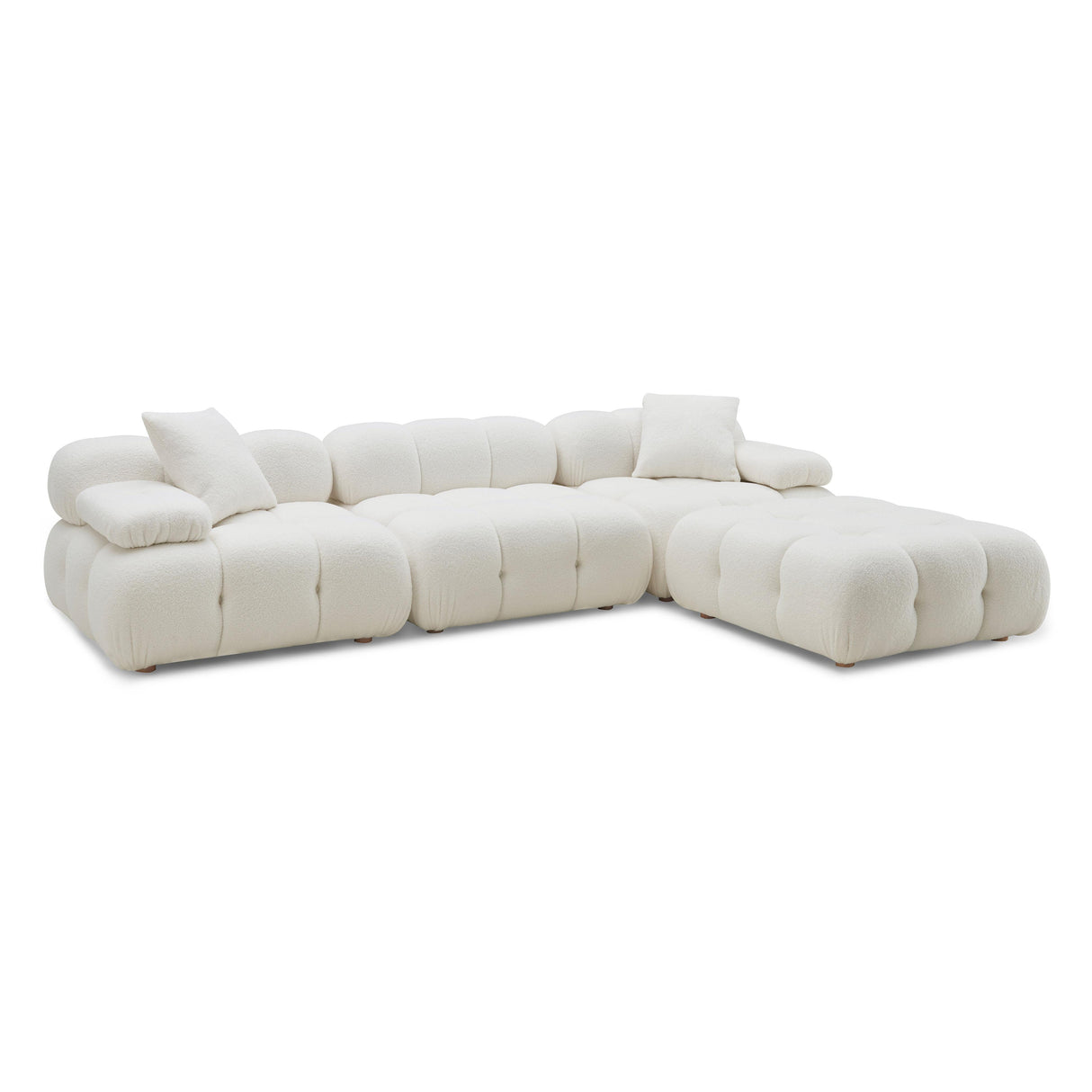 TOV Calliope Cream Vegan Shearling 4-piece Modular Sectional