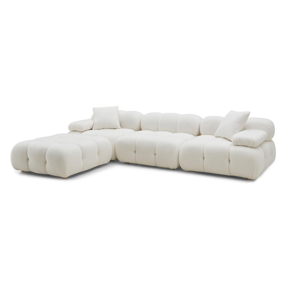 TOV Calliope Cream Vegan Shearling 4-piece Modular Sectional