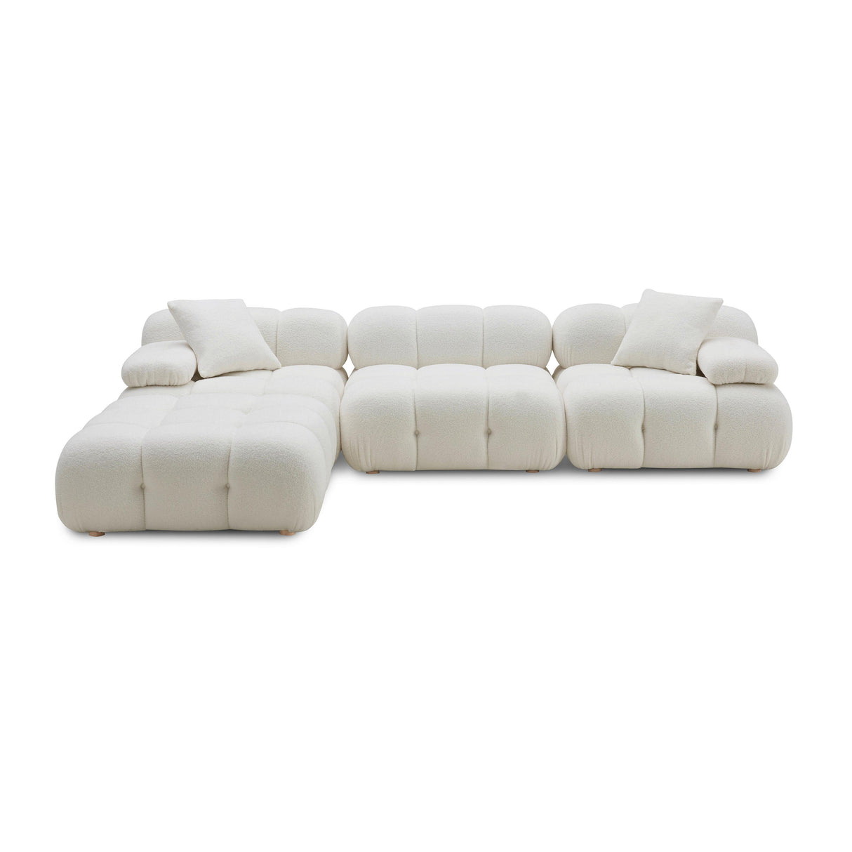 TOV Calliope Cream Vegan Shearling 4-piece Modular Sectional