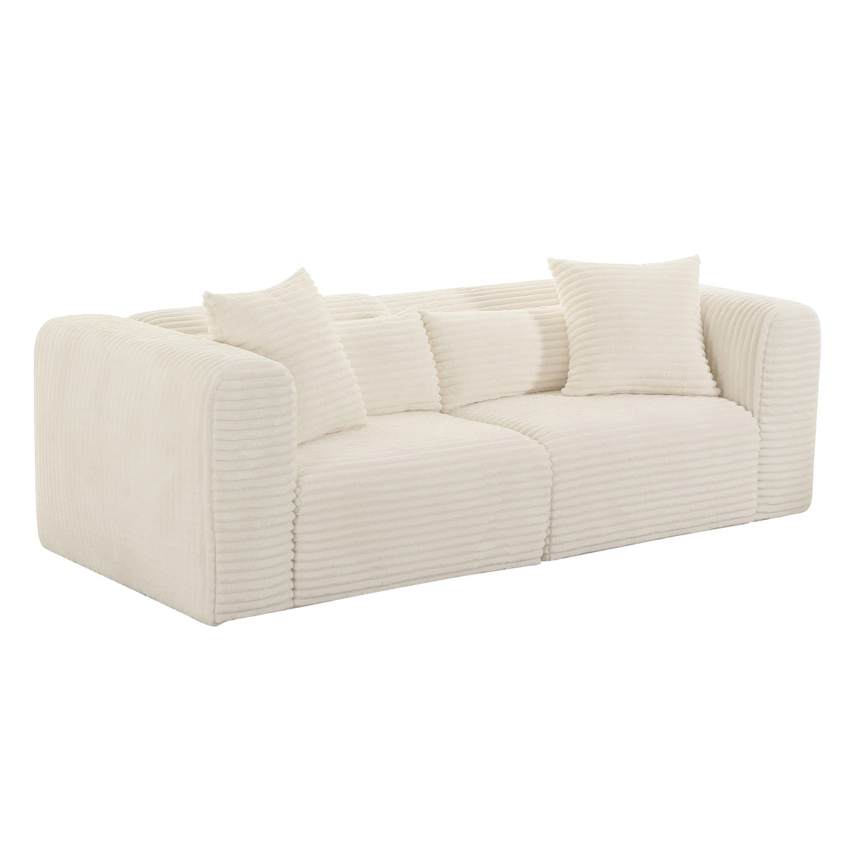 TOV Tarra Fluffy Oversized Cream Corduroy Modular Loveseat