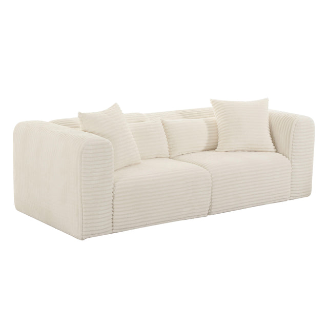 TOV Tarra Fluffy Oversized Cream Corduroy Modular Loveseat