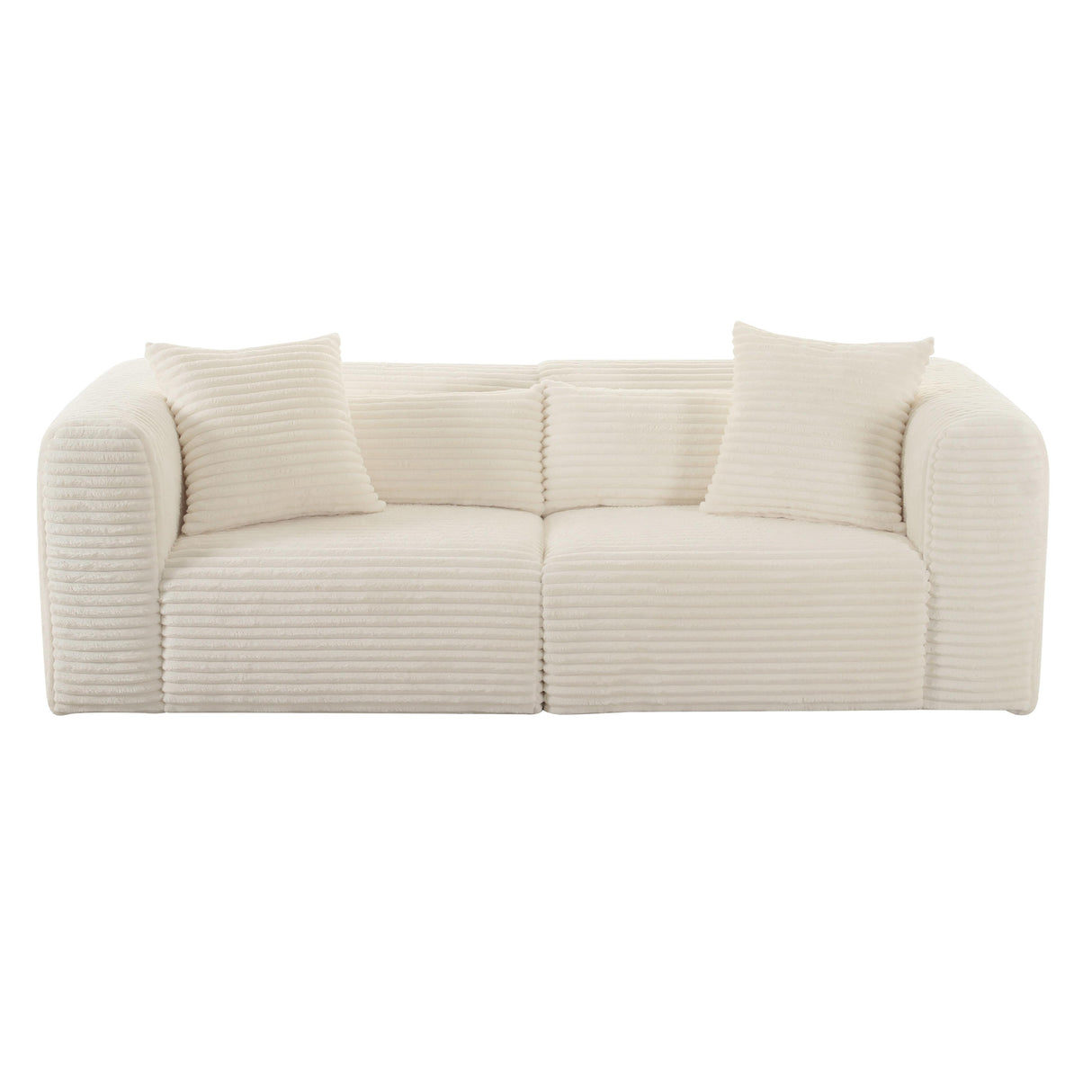 TOV Tarra Fluffy Oversized Cream Corduroy Modular Loveseat