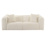 TOV Tarra Fluffy Oversized Cream Corduroy Modular Loveseat