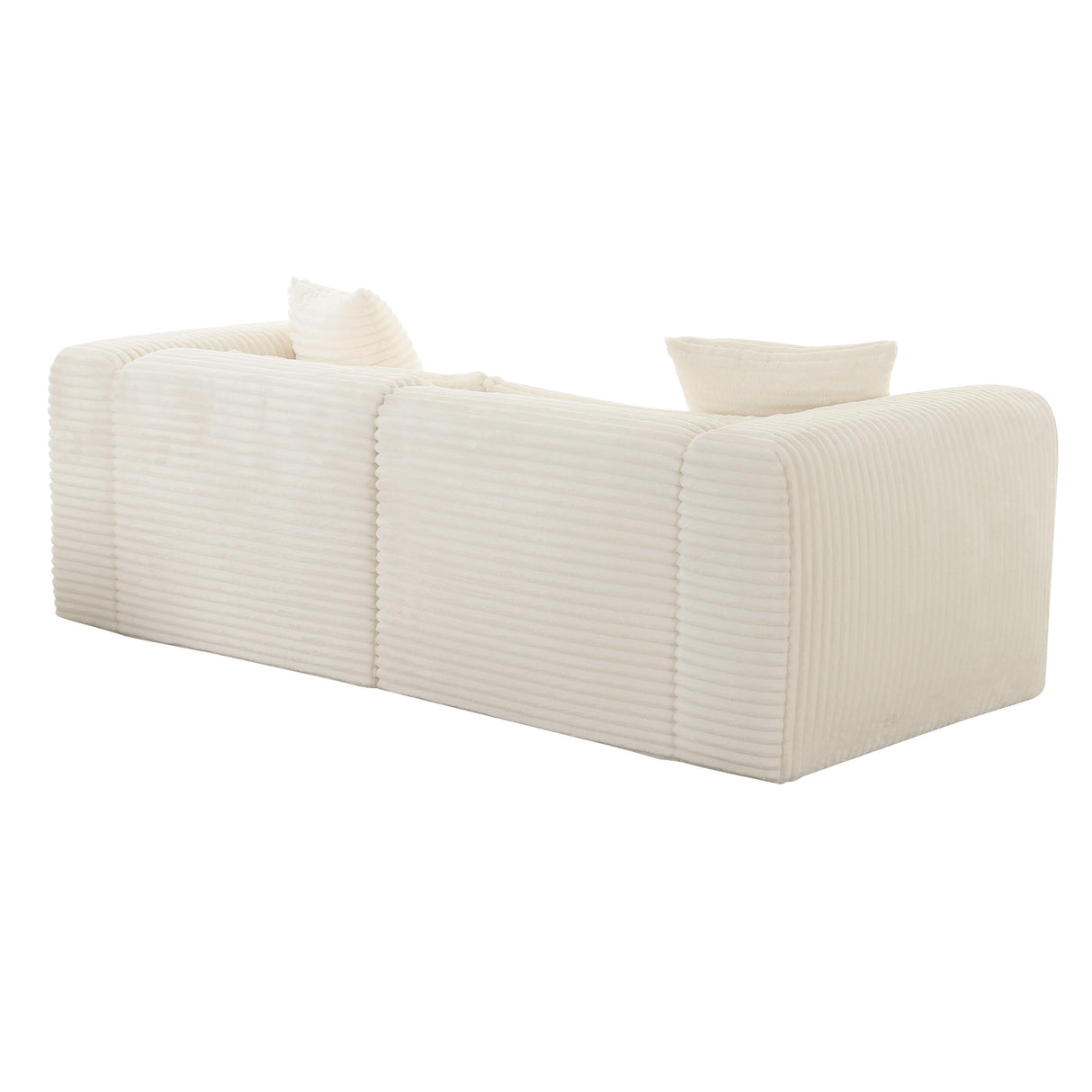TOV Tarra Fluffy Oversized Cream Corduroy Modular Loveseat