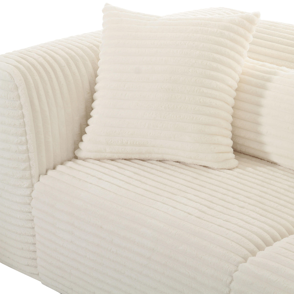 TOV Tarra Fluffy Oversized Cream Corduroy Modular Loveseat