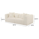 TOV Tarra Fluffy Oversized Cream Corduroy Modular Loveseat