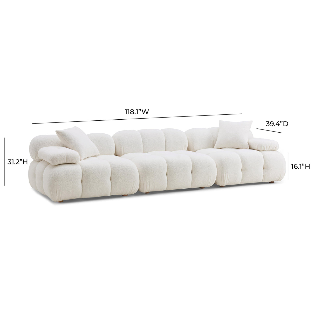 TOV Calliope Cream Vegan Shearling Modular Sofa