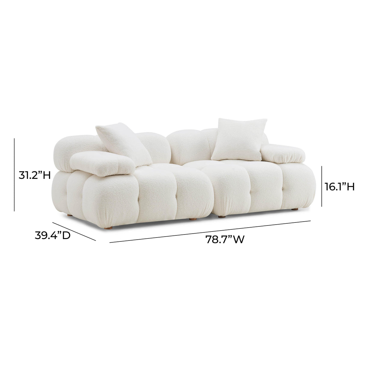 TOV Calliope Cream Vegan Shearling Modular Loveseat