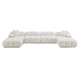 TOV Calliope Cream Vegan Shearling 6-piece Modular U-Sectional
