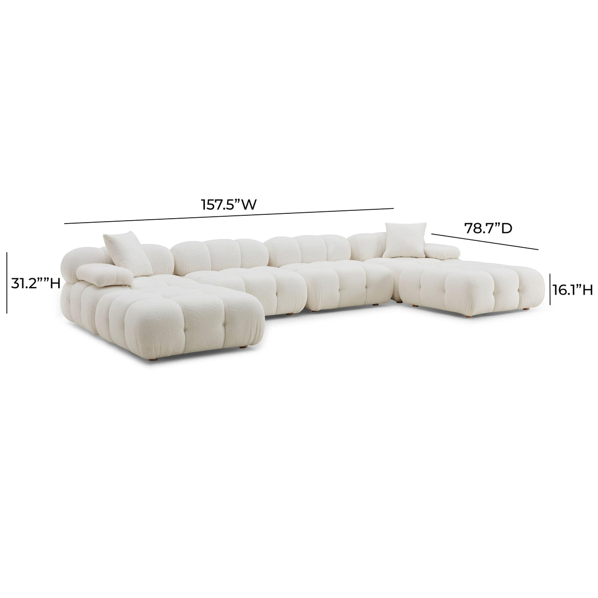 TOV Calliope Cream Vegan Shearling 6-piece Modular U-Sectional