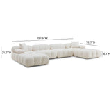 TOV Calliope Cream Vegan Shearling 6-piece Modular U-Sectional