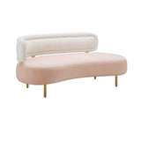 TOV Tischa Cream Boucle & Blush Velvet Sofa