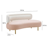 TOV Tischa Cream Boucle & Blush Velvet Sofa