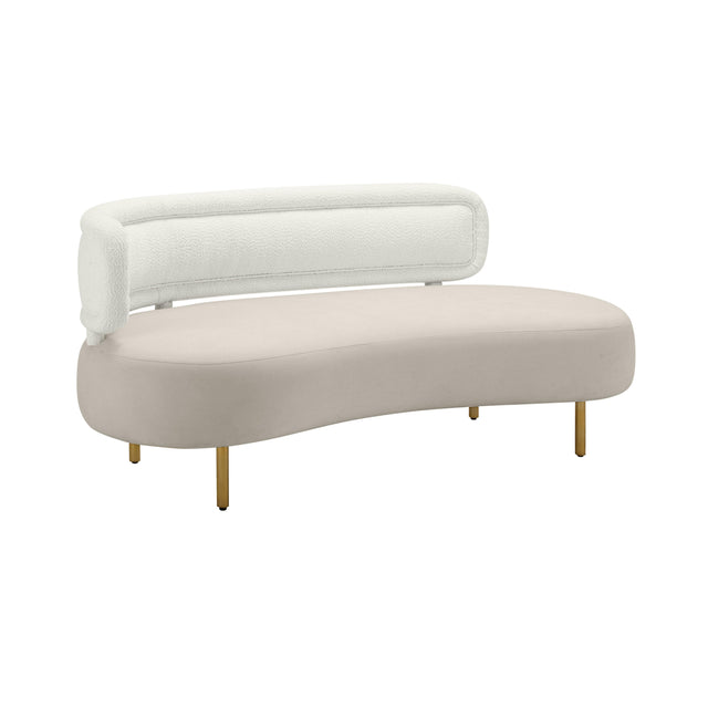 TOV Tischa Cream Boucle & Grey Velvet Sofa