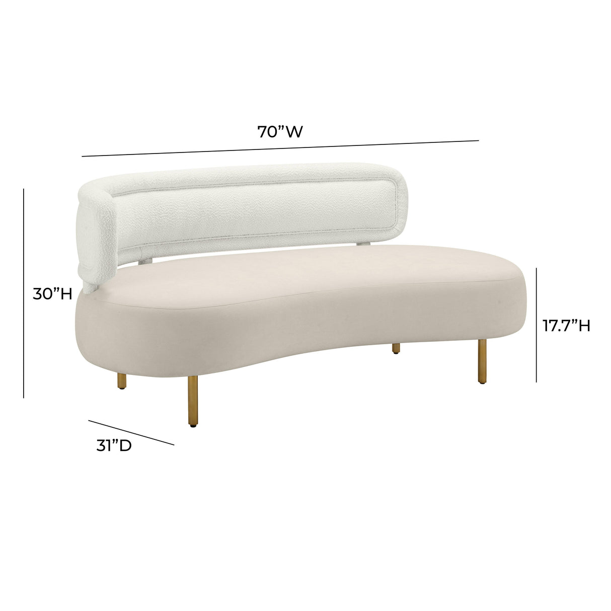 TOV Tischa Cream Boucle & Grey Velvet Sofa