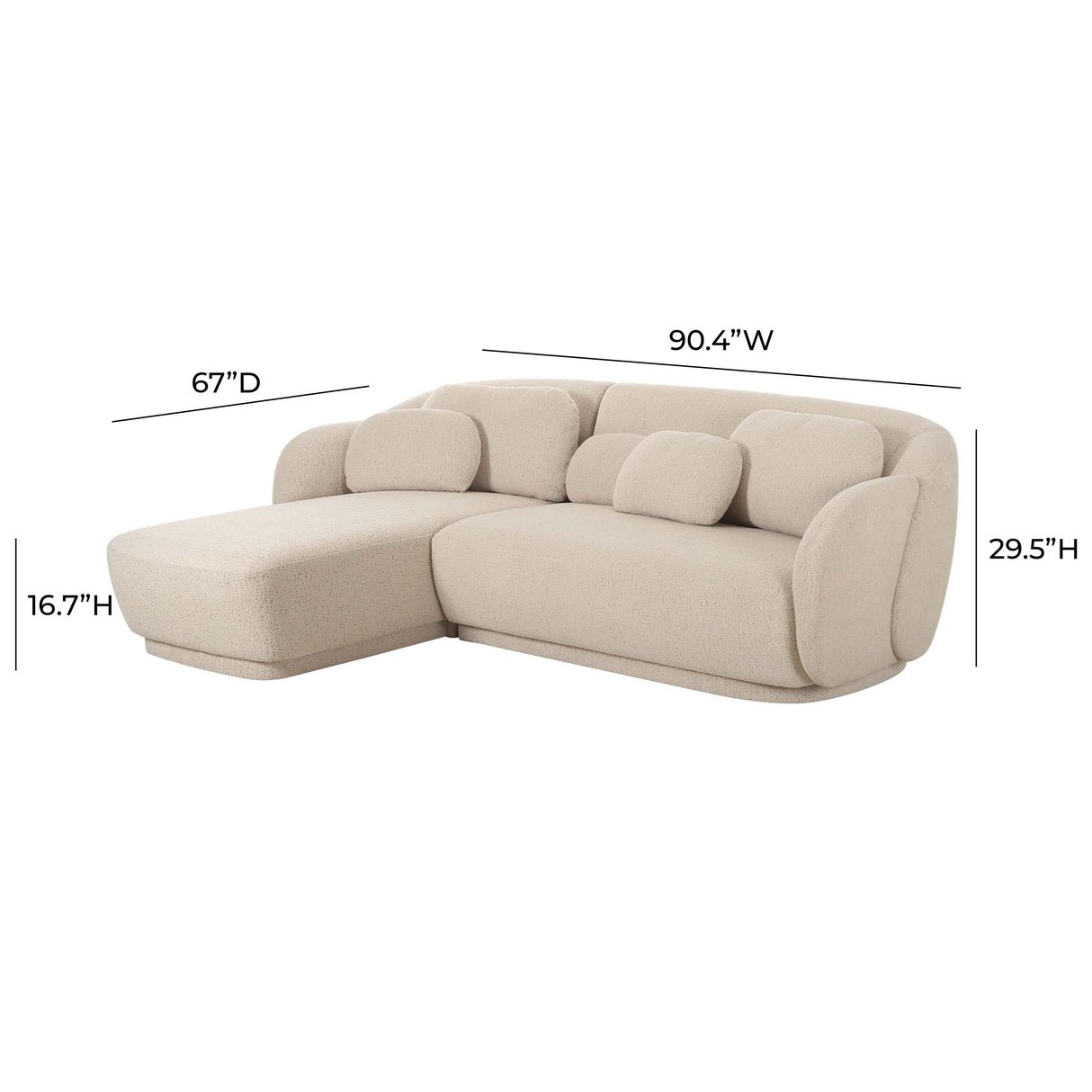 TOV Misty Cream Boucle Sectional - LAF
