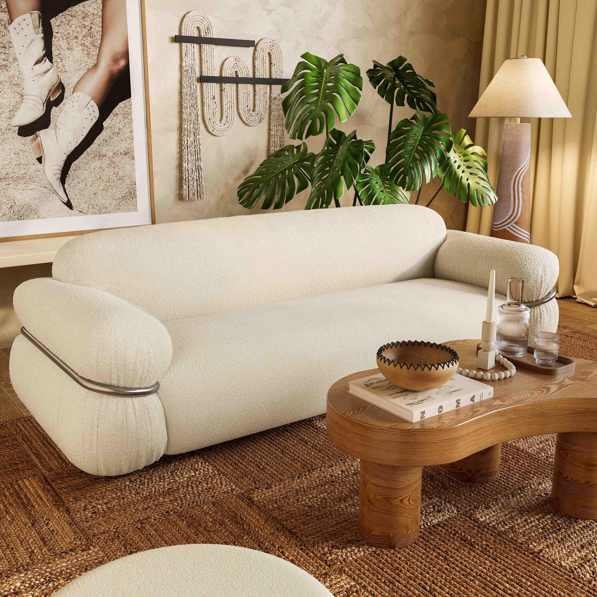 TOV Leyla Cream Boucle Sofa