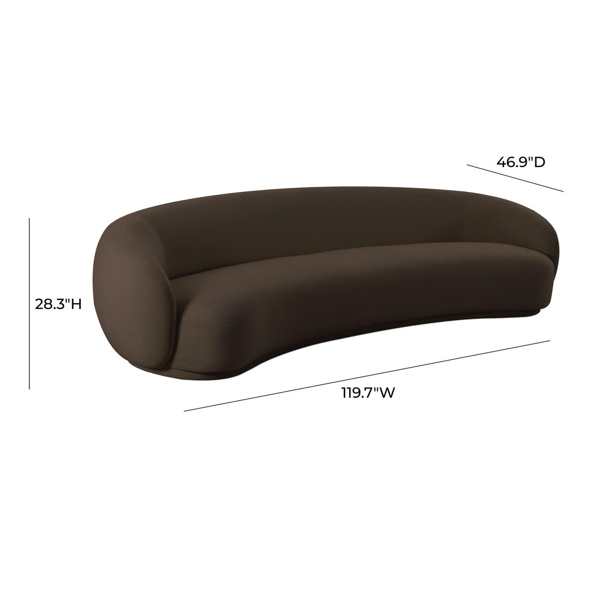 TOV Kendall Chocolate Brown Velvet 120 Inch Sofa