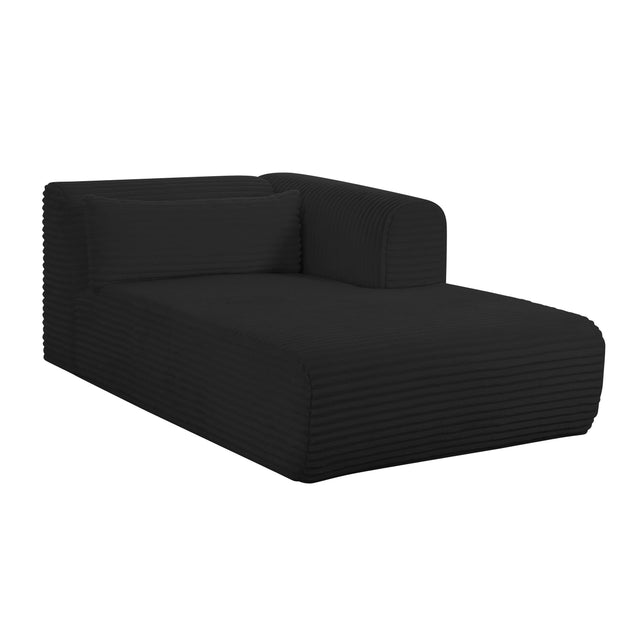 TOV Tarra Fluffy Oversized Black Corduroy Modular RAF Chaise