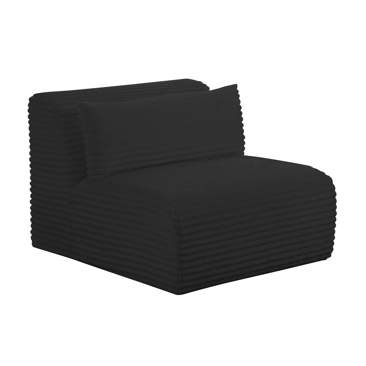 TOV Tarra Fluffy Oversized Black Corduroy Modular Armless Chair