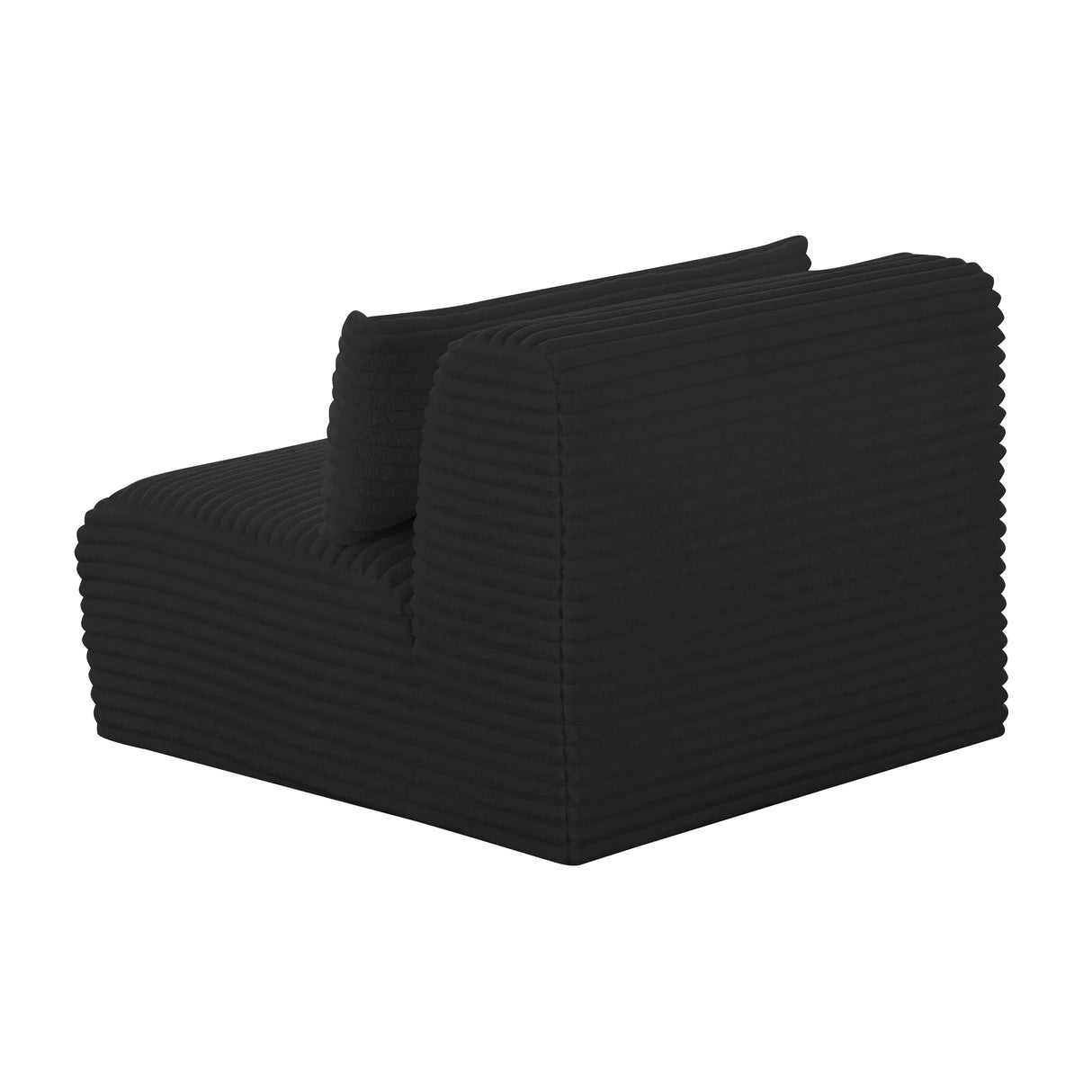 TOV Tarra Fluffy Oversized Black Corduroy Modular Armless Chair