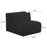 TOV Tarra Fluffy Oversized Black Corduroy Modular Armless Chair