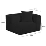 TOV Tarra Fluffy Oversized Black Corduroy Modular RAF Corner Chair
