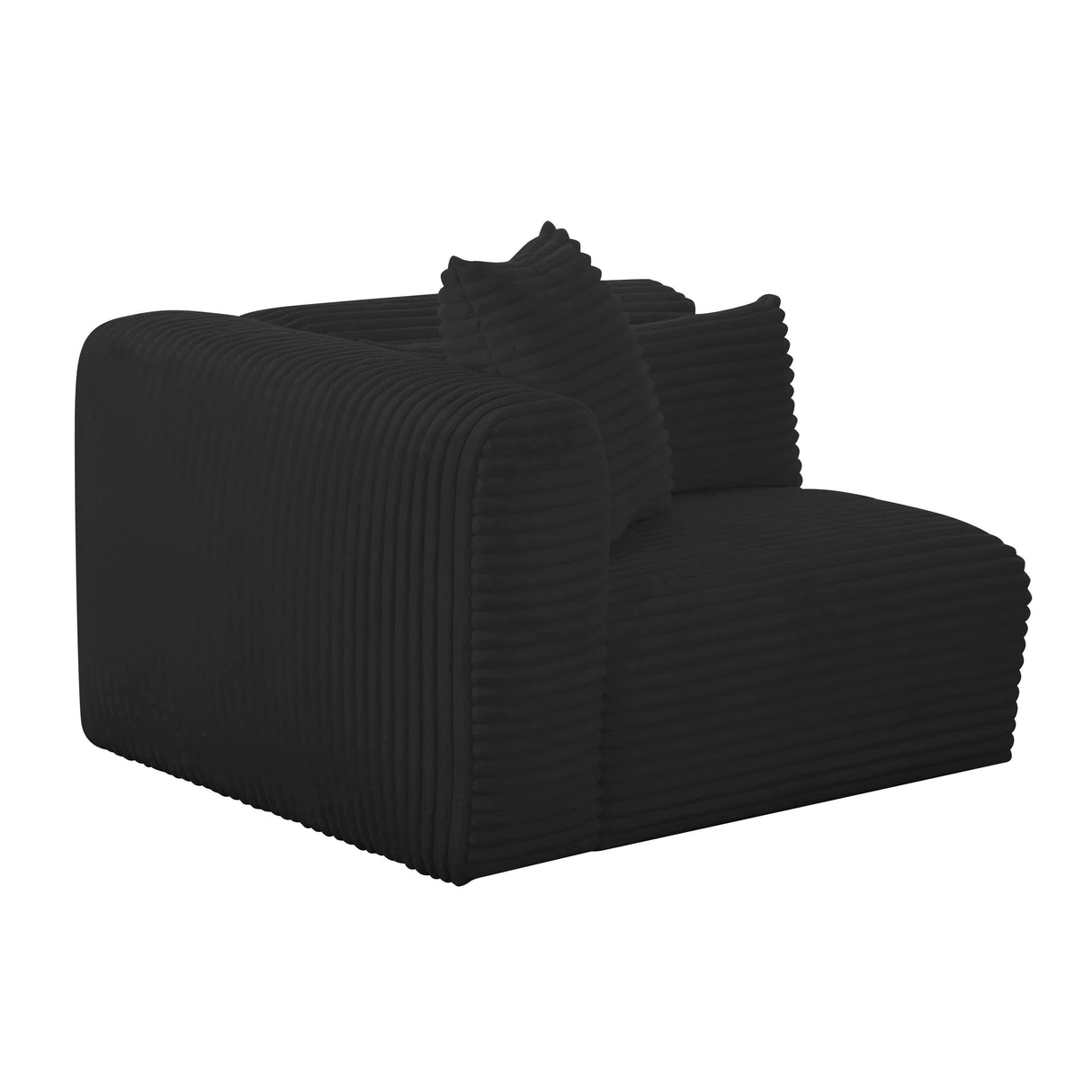 TOV Tarra Fluffy Oversized Black Corduroy Modular LAF Corner Chair