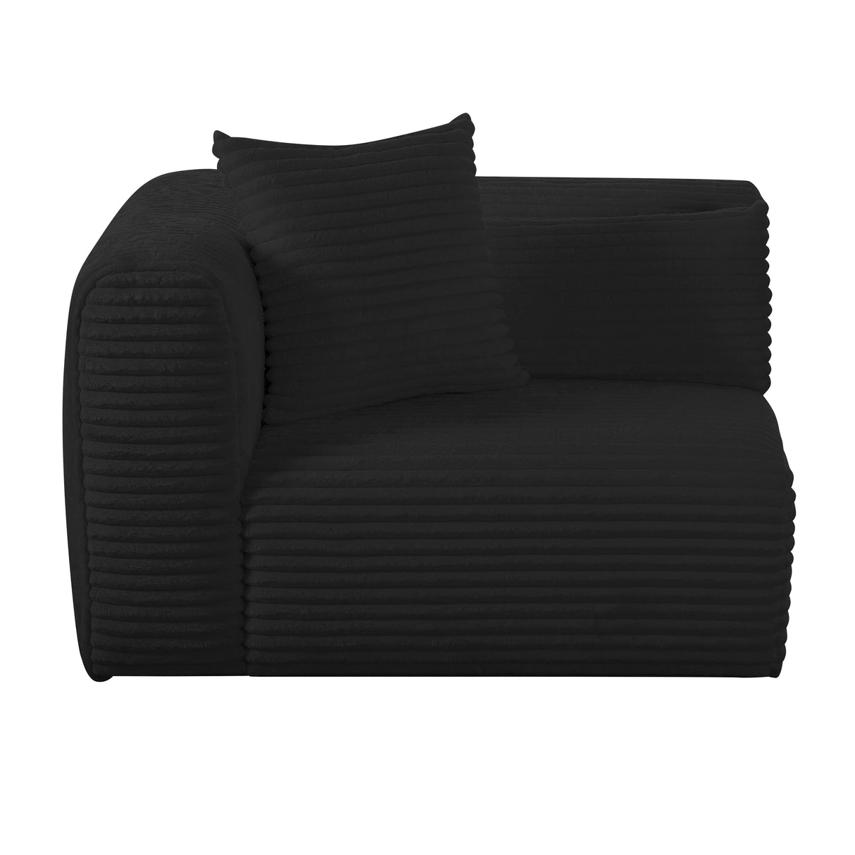 TOV Tarra Fluffy Oversized Black Corduroy Modular LAF Corner Chair