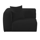 TOV Tarra Fluffy Oversized Black Corduroy Modular LAF Corner Chair