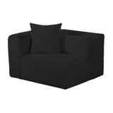 TOV Tarra Fluffy Oversized Black Corduroy Modular LAF Corner Chair