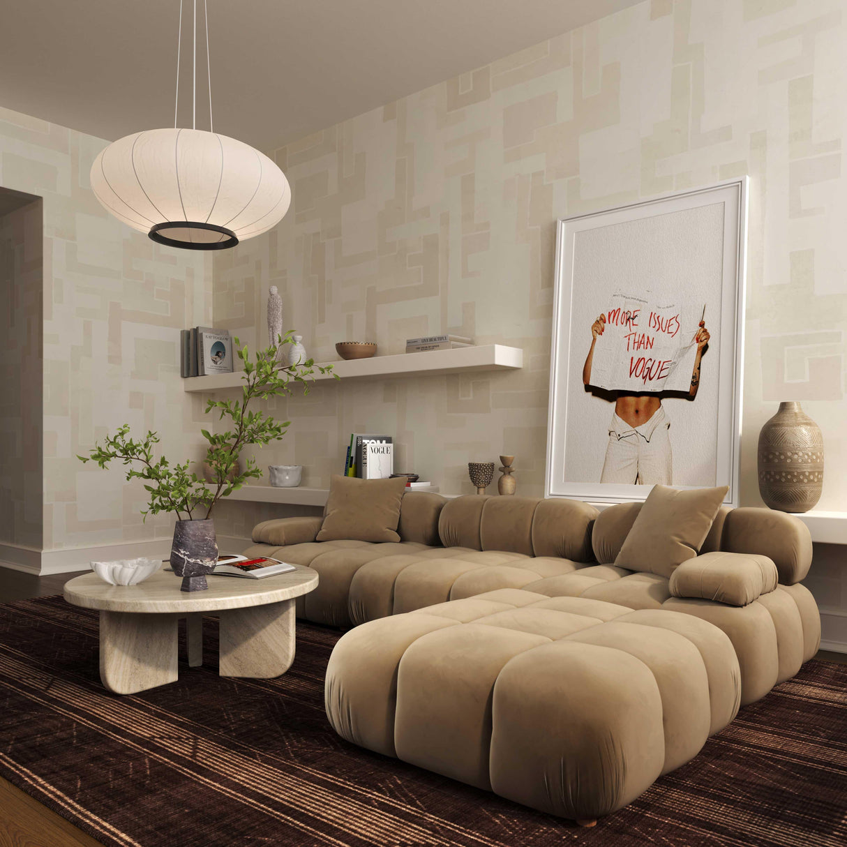 TOV Calliope Cafe Au Lait Performance Velvet 4-piece Modular Sectional