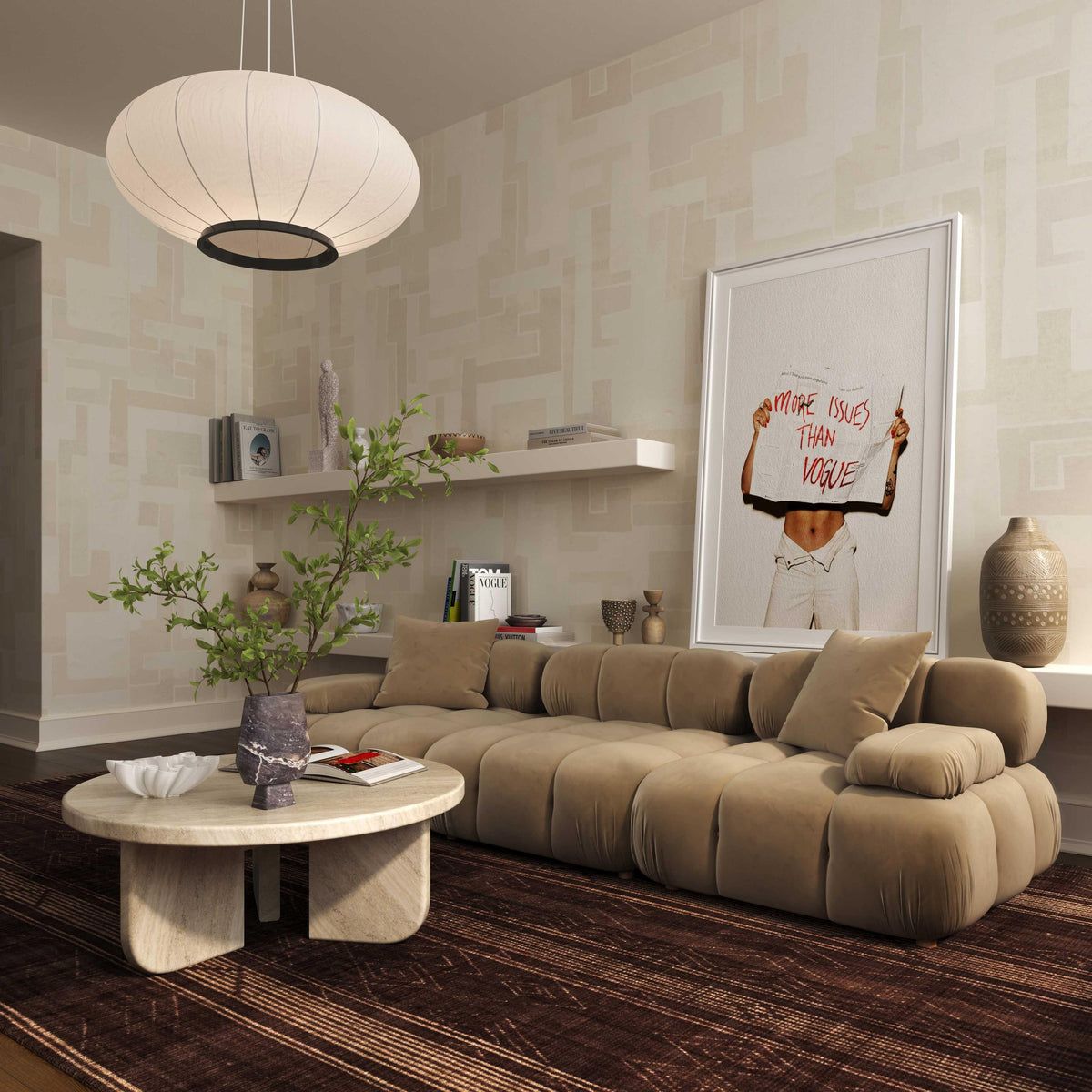 TOV Calliope Cafe Au Lait Performance Velvet Modular Sofa
