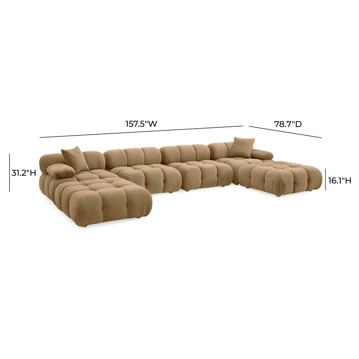 TOV Calliope Cafe Au Lait Performance Velvet 6-piece Modular U-Sectional